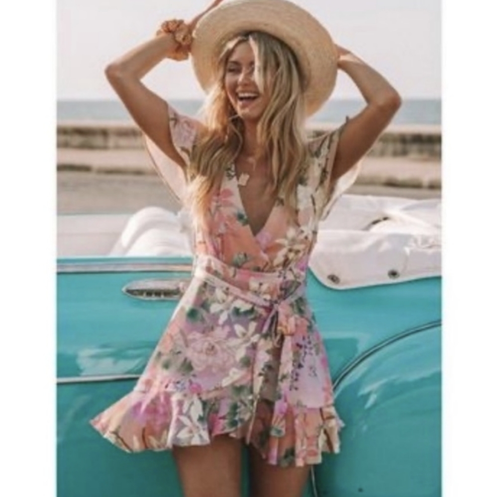 Spell lily mini wrap dress M